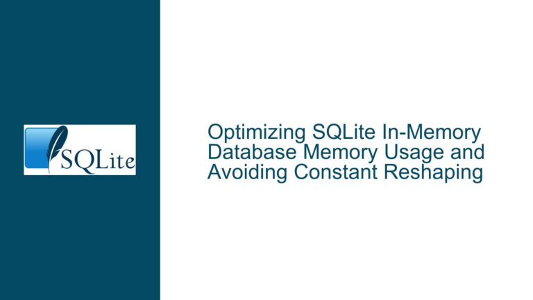 Optimizing SQLite In-Memory Database Memory Usage and Avoiding Constant Reshaping