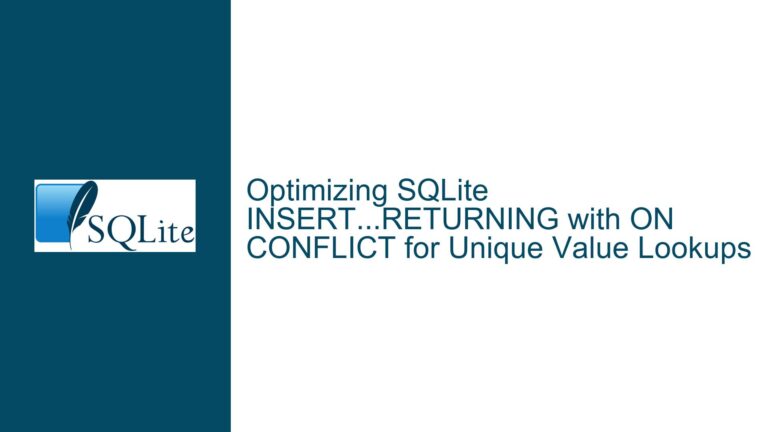 Optimizing SQLite INSERT…RETURNING with ON CONFLICT for Unique Value Lookups