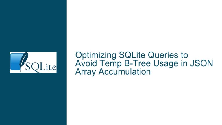Optimizing SQLite Queries to Avoid Temp B-Tree Usage in JSON Array Accumulation