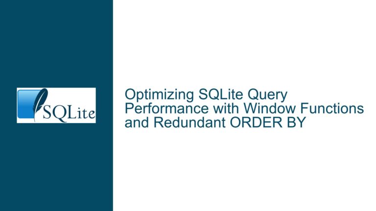 Optimizing SQLite Query Performance with Window Functions and Redundant ORDER BY