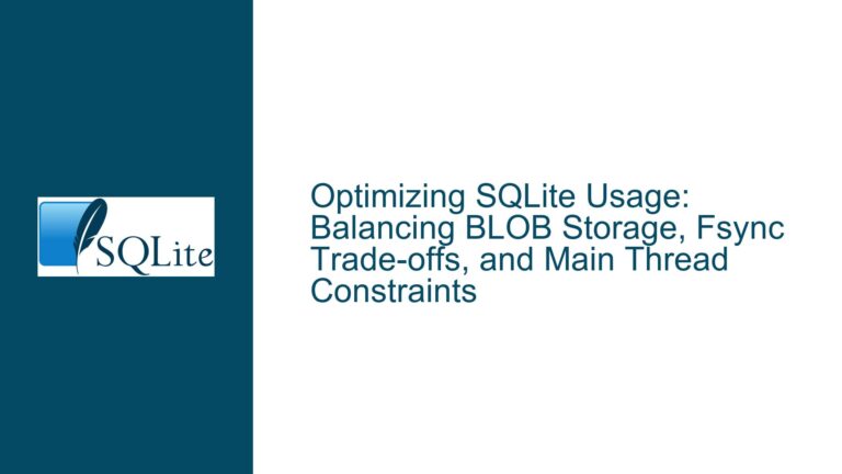 Optimizing SQLite Usage: Balancing BLOB Storage, Fsync Trade-offs, and Main Thread Constraints