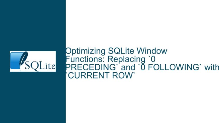 Optimizing SQLite Window Functions: Replacing `0 PRECEDING` and `0 FOLLOWING` with `CURRENT ROW`