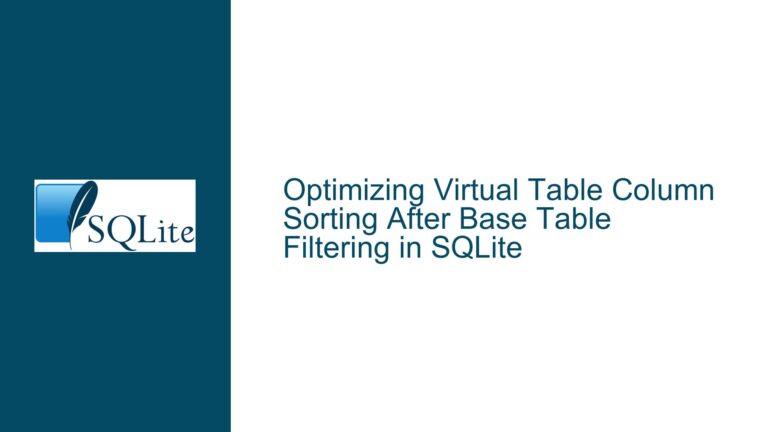 Optimizing Virtual Table Column Sorting After Base Table Filtering in SQLite