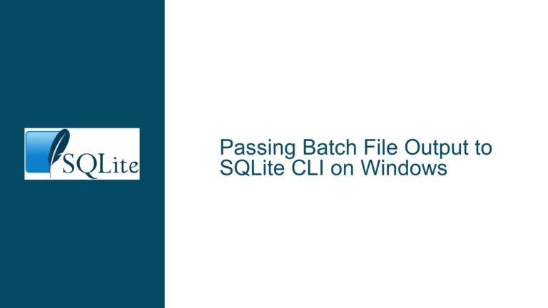 Passing Batch File Output to SQLite CLI on Windows