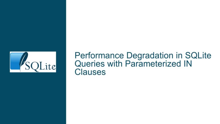 Performance Degradation in SQLite Queries with Parameterized IN Clauses