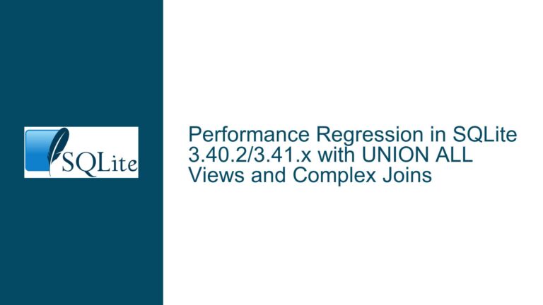 Performance Regression in SQLite 3.40.2/3.41.x with UNION ALL Views and Complex Joins