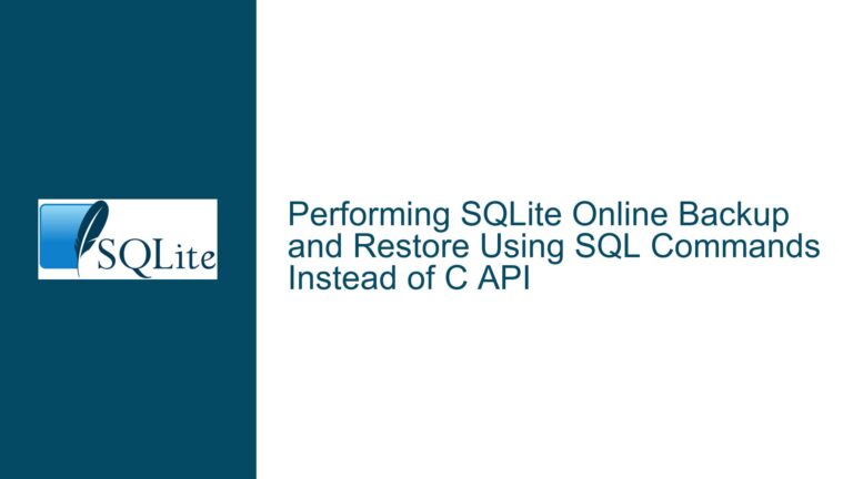 Performing SQLite Online Backup and Restore Using SQL Commands Instead of C API