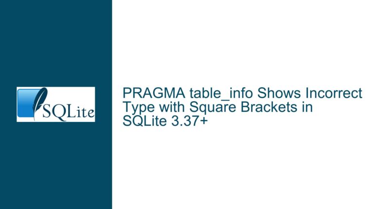 PRAGMA table_info Shows Incorrect Type with Square Brackets in SQLite 3.37+