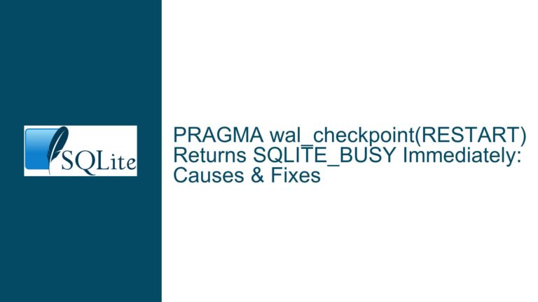PRAGMA wal_checkpoint(RESTART) Returns SQLITE_BUSY Immediately: Causes & Fixes