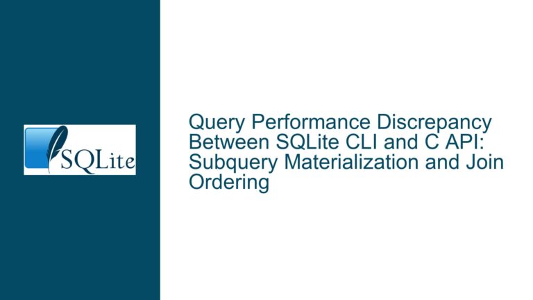 Query Performance Discrepancy Between SQLite CLI and C API: Subquery Materialization and Join Ordering