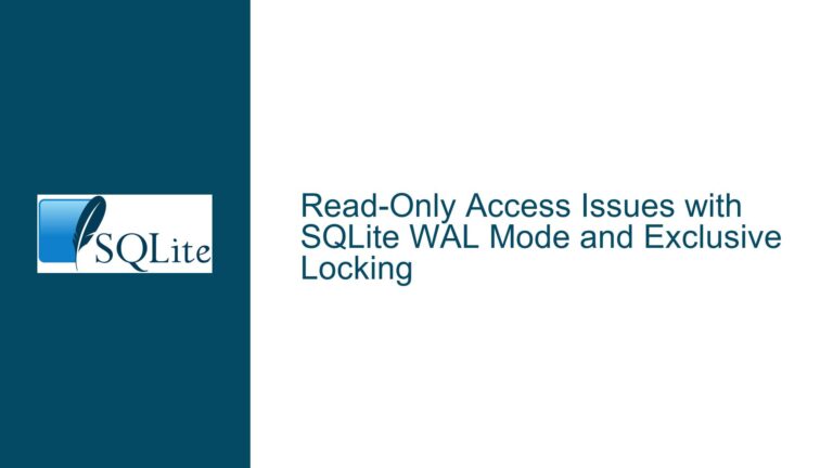 Read-Only Access Issues with SQLite WAL Mode and Exclusive Locking