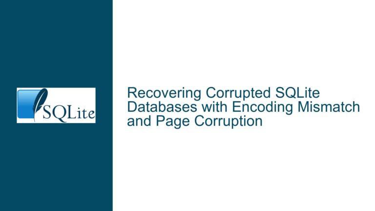 Recovering Corrupted SQLite Databases with Encoding Mismatch and Page Corruption