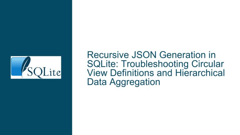 Recursive JSON Generation in SQLite: Troubleshooting Circular View Definitions and Hierarchical Data Aggregation