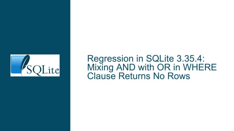Regression in SQLite 3.35.4: Mixing AND with OR in WHERE Clause Returns No Rows