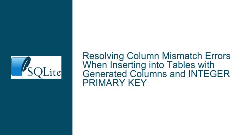 Resolving Column Mismatch Errors When Inserting into Tables with Generated Columns and INTEGER PRIMARY KEY