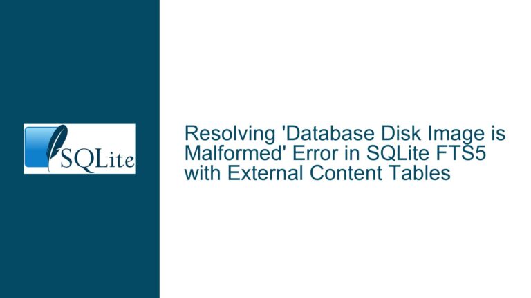 Resolving ‘Database Disk Image is Malformed’ Error in SQLite FTS5 with External Content Tables
