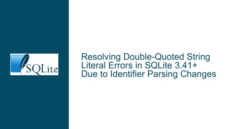 Resolving Double-Quoted String Literal Errors in SQLite 3.41+ Due to Identifier Parsing Changes