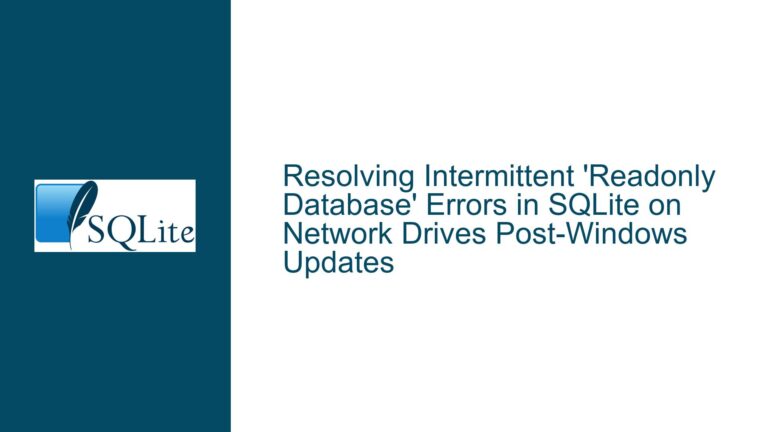 Resolving Intermittent ‘Readonly Database’ Errors in SQLite on Network Drives Post-Windows Updates