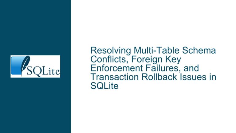 Resolving Multi-Table Schema Conflicts, Foreign Key Enforcement Failures, and Transaction Rollback Issues in SQLite