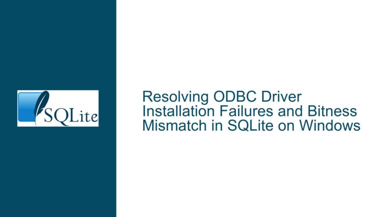 Resolving ODBC Driver Installation Failures and Bitness Mismatch in SQLite on Windows
