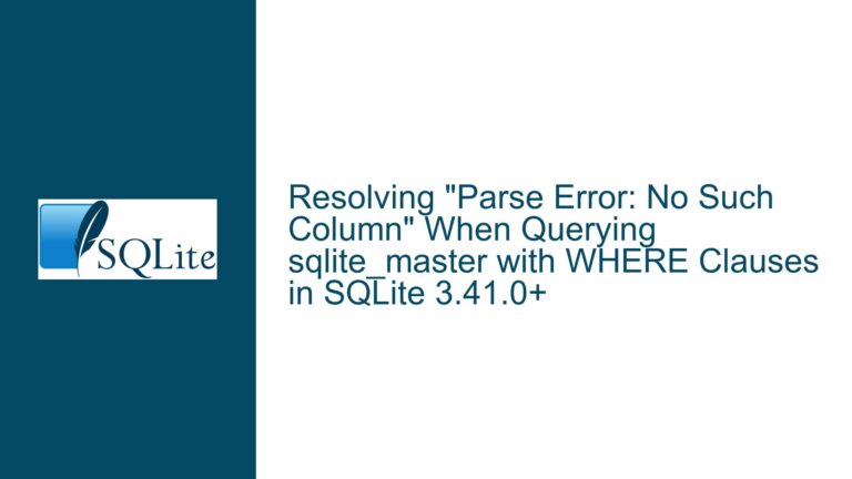 Resolving “Parse Error: No Such Column” When Querying sqlite_master with WHERE Clauses in SQLite 3.41.0+