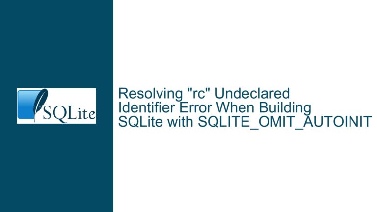 Resolving “rc” Undeclared Identifier Error When Building SQLite with SQLITE_OMIT_AUTOINIT