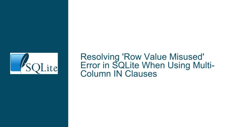 Resolving ‘Row Value Misused’ Error in SQLite When Using Multi-Column IN Clauses
