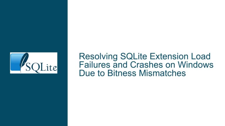 Resolving SQLite Extension Load Failures and Crashes on Windows Due to Bitness Mismatches