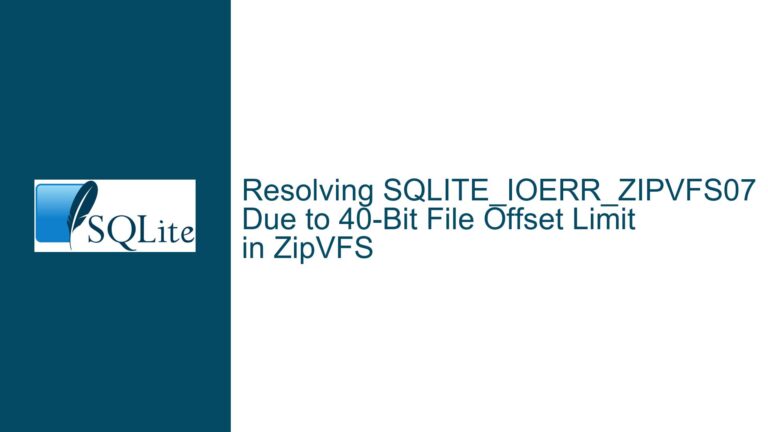 Resolving SQLITE_IOERR_ZIPVFS07 Due to 40-Bit File Offset Limit in ZipVFS