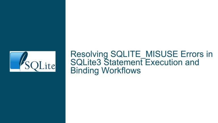 Resolving SQLITE_MISUSE Errors in SQLite3 Statement Execution and Binding Workflows