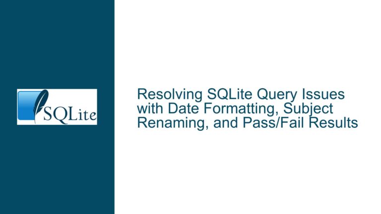 Resolving SQLite Query Issues with Date Formatting, Subject Renaming, and Pass/Fail Results