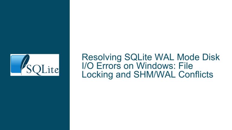 Resolving SQLite WAL Mode Disk I/O Errors on Windows: File Locking and SHM/WAL Conflicts