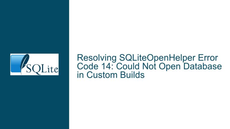 Resolving SQLiteOpenHelper Error Code 14: Could Not Open Database in Custom Builds