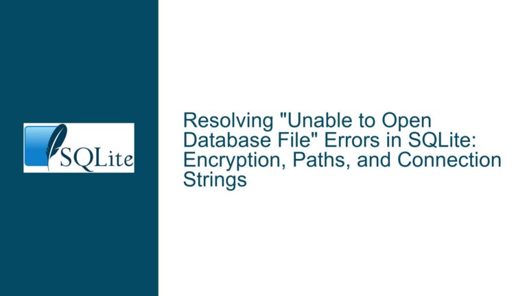 Resolving “Unable to Open Database File” Errors in SQLite: Encryption, Paths, and Connection Strings