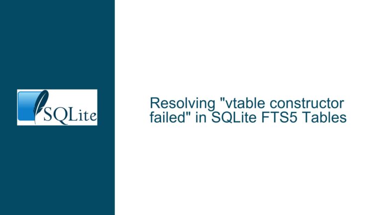 Resolving “vtable constructor failed” in SQLite FTS5 Tables
