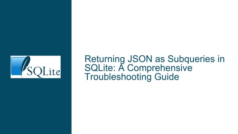 Returning JSON as Subqueries in SQLite: A Comprehensive Troubleshooting Guide