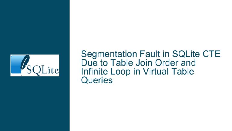 Segmentation Fault in SQLite CTE Due to Table Join Order and Infinite Loop in Virtual Table Queries