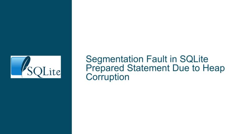 Segmentation Fault in SQLite Prepared Statement Due to Heap Corruption