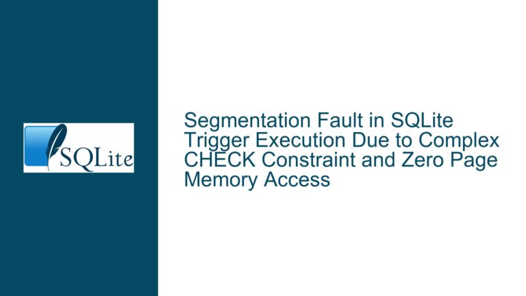 Segmentation Fault in SQLite Trigger Execution Due to Complex CHECK Constraint and Zero Page Memory Access
