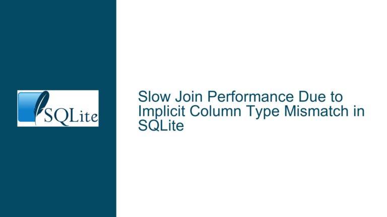 Slow Join Performance Due to Implicit Column Type Mismatch in SQLite