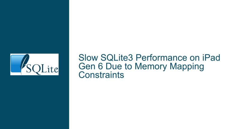 Slow SQLite3 Performance on iPad Gen 6 Due to Memory Mapping Constraints