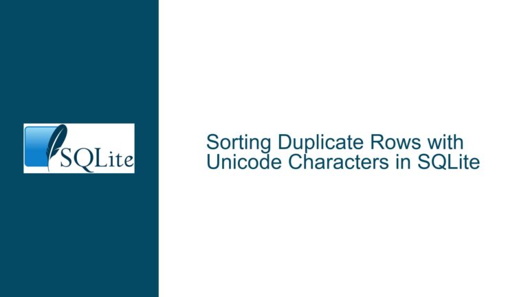 Sorting Duplicate Rows with Unicode Characters in SQLite