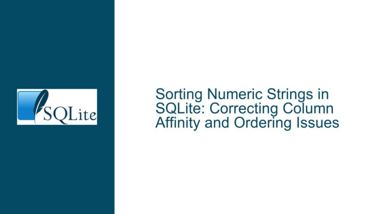 Sorting Numeric Strings in SQLite: Correcting Column Affinity and Ordering Issues
