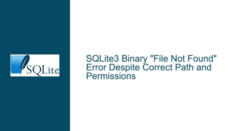 SQLite3 Binary “File Not Found” Error Despite Correct Path and Permissions