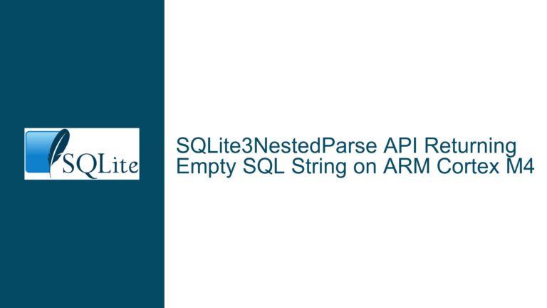 SQLite3NestedParse API Returning Empty SQL String on ARM Cortex M4