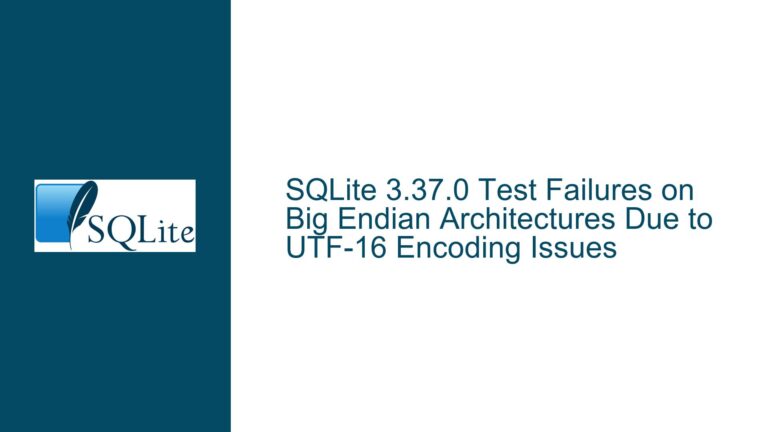 SQLite 3.37.0 Test Failures on Big Endian Architectures Due to UTF-16 Encoding Issues
