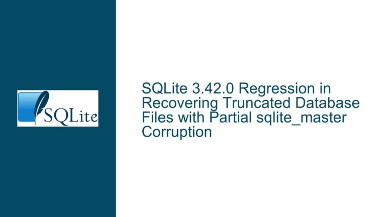 SQLite 3.42.0 Regression in Recovering Truncated Database Files with Partial sqlite_master Corruption