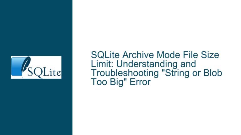 SQLite Archive Mode File Size Limit: Understanding and Troubleshooting “String or Blob Too Big” Error