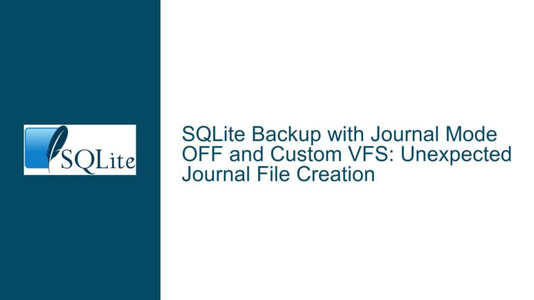 SQLite Backup with Journal Mode OFF and Custom VFS: Unexpected Journal File Creation
