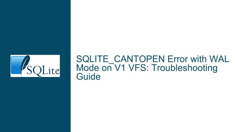 SQLITE_CANTOPEN Error with WAL Mode on V1 VFS: Troubleshooting Guide